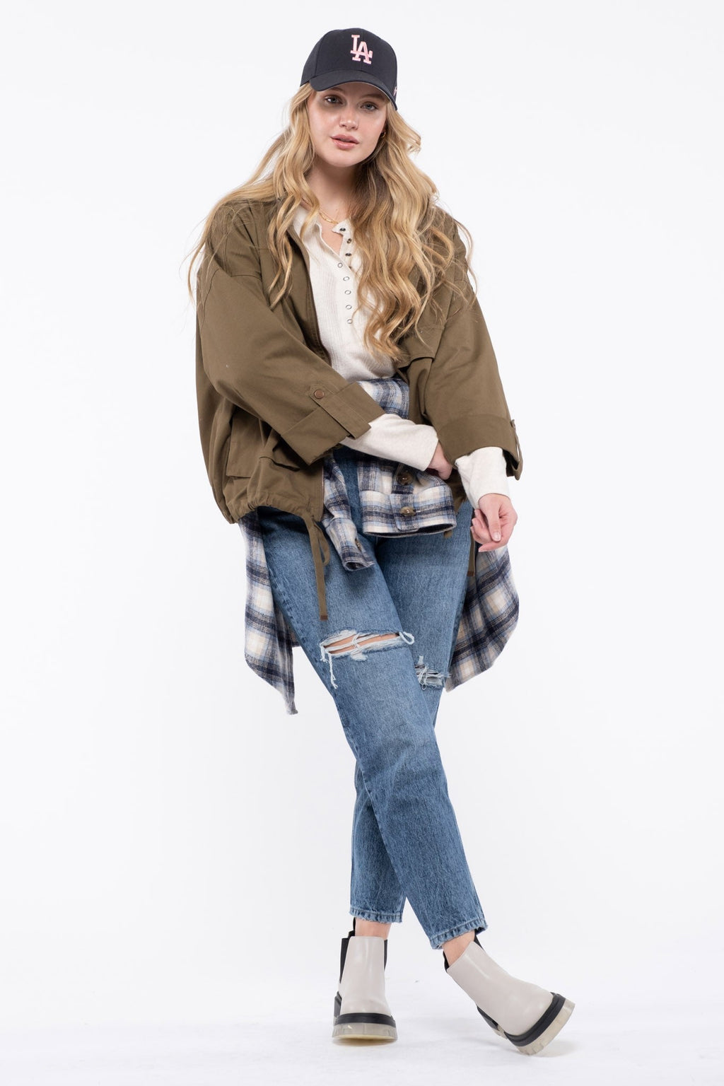 Olive Utility Jacket - Extended Size