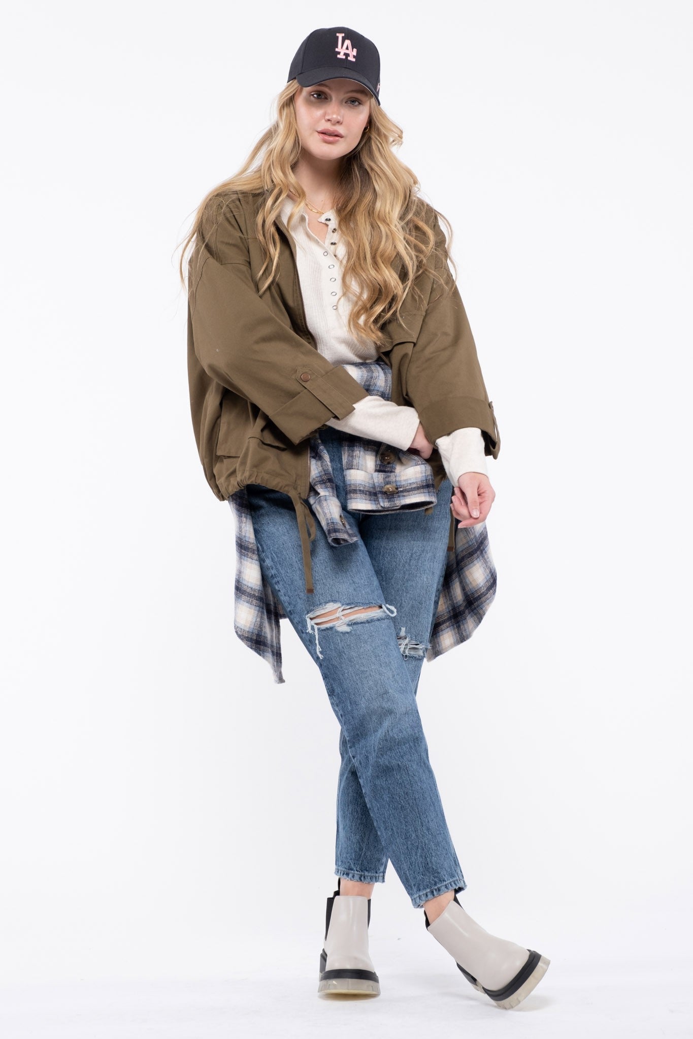 Olive Utility Jacket - Extended Size