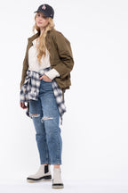 Olive Utility Jacket - Extended Size