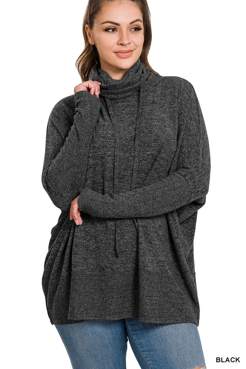 Black Cowl Neck - Extended Size