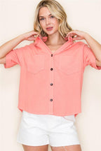 Coral Collared Top