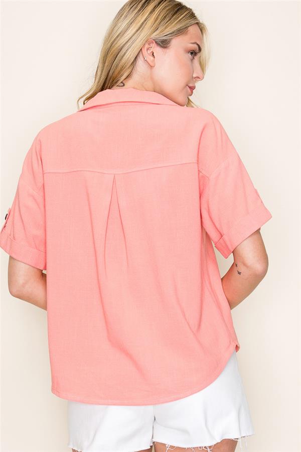 Coral Collared Top
