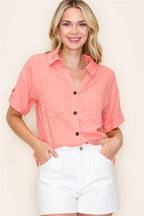 Coral Collared Top