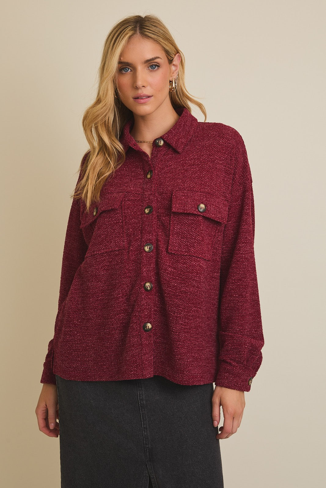 Burgundy Button Up