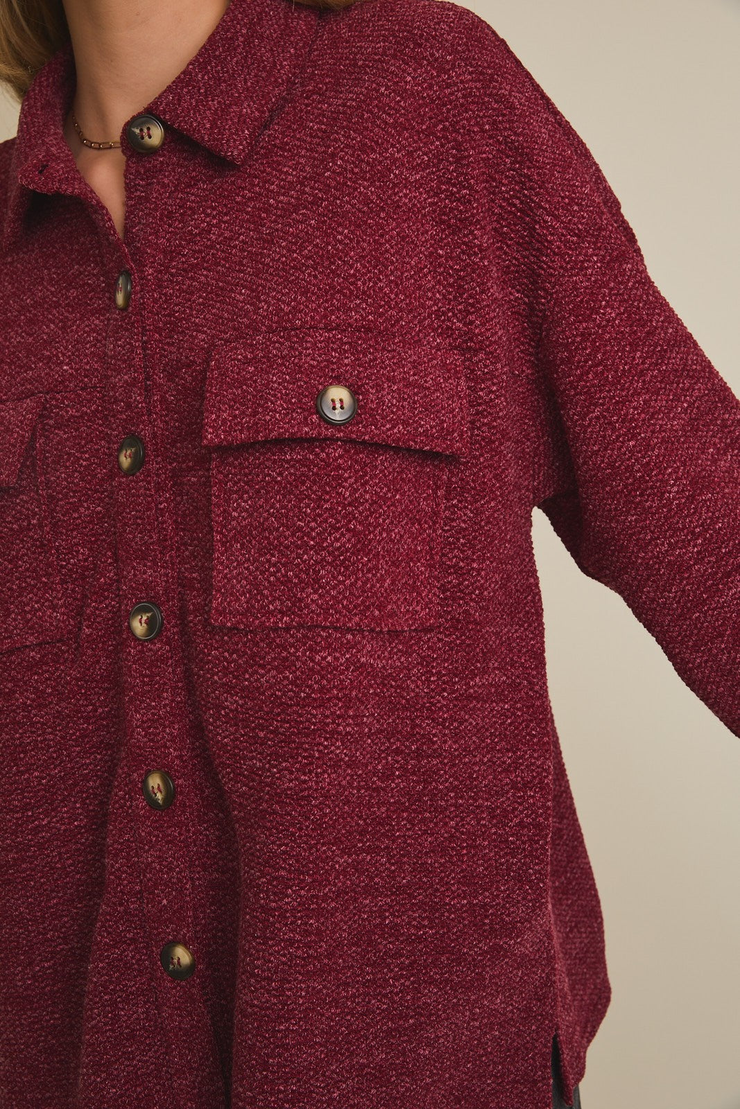 Burgundy Button Up