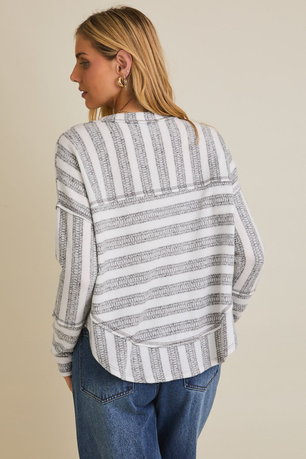Raw Edge Stripe Top