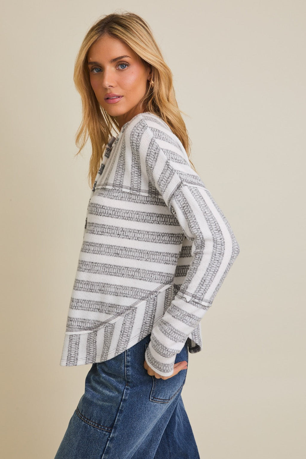 Raw Edge Stripe Top