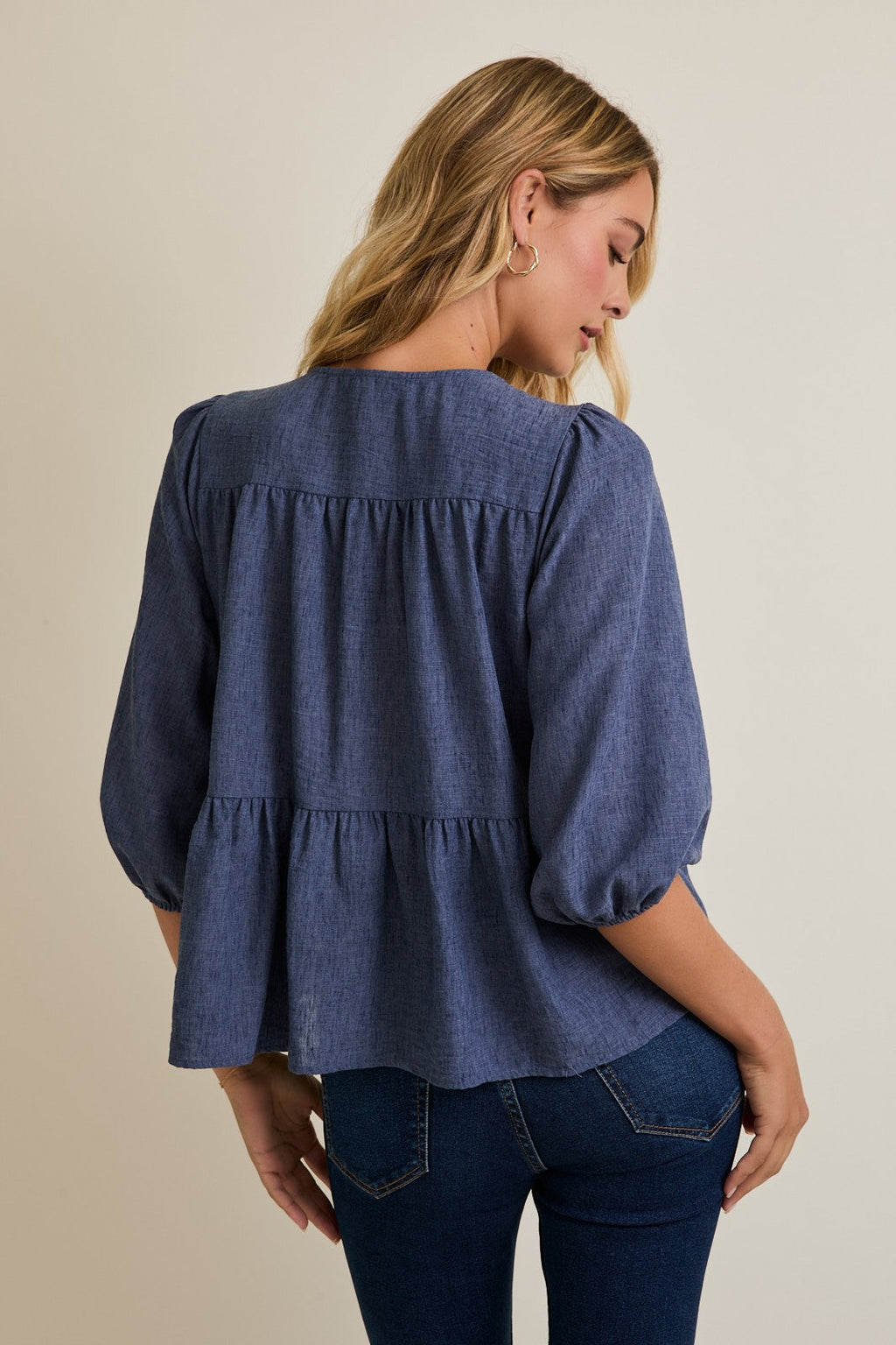 Denim 3/4 Sleeve Top