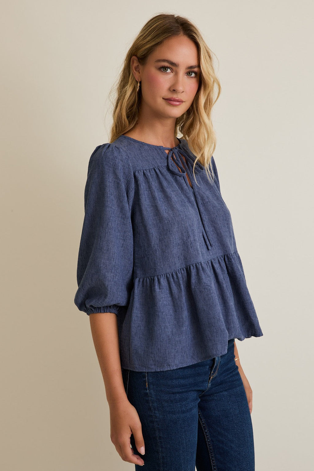 Denim 3/4 Sleeve Top