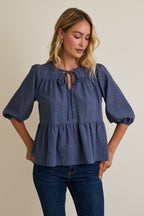Denim 3/4 Sleeve Top