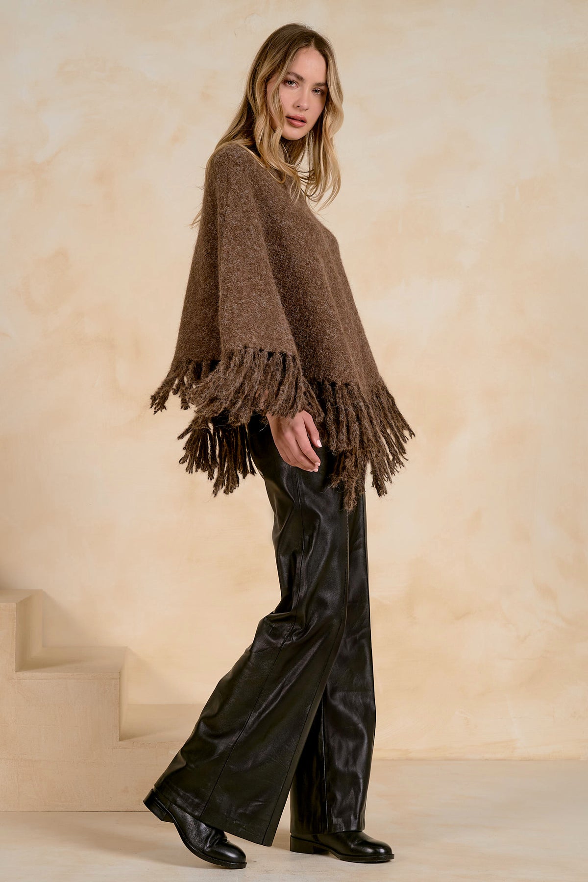 Turtleneck Poncho - Brown
