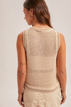 Knit Sleeveless Buttondown - Taupe
