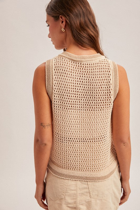 Knit Sleeveless Buttondown - Taupe