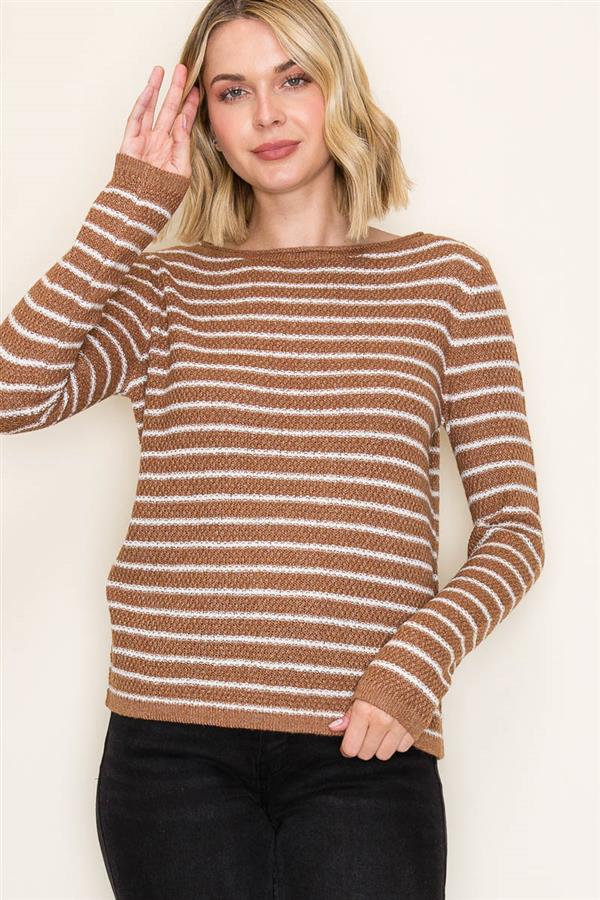 Stripe Camel Top