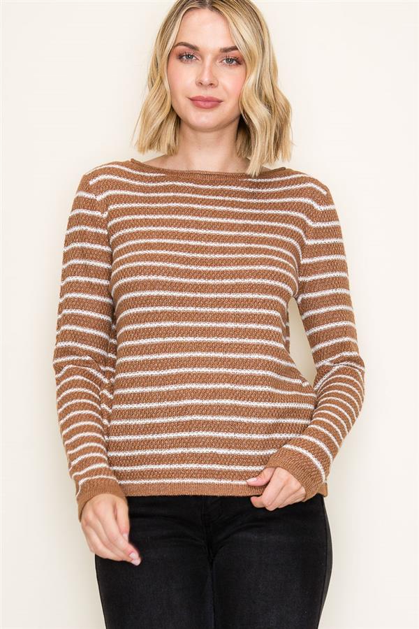 Stripe Camel Top