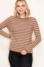 Stripe Camel Top