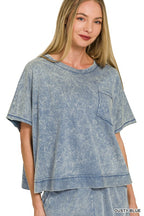 Acid Washed Matching Set - Dusty Blue