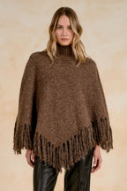 Turtleneck Poncho - Brown