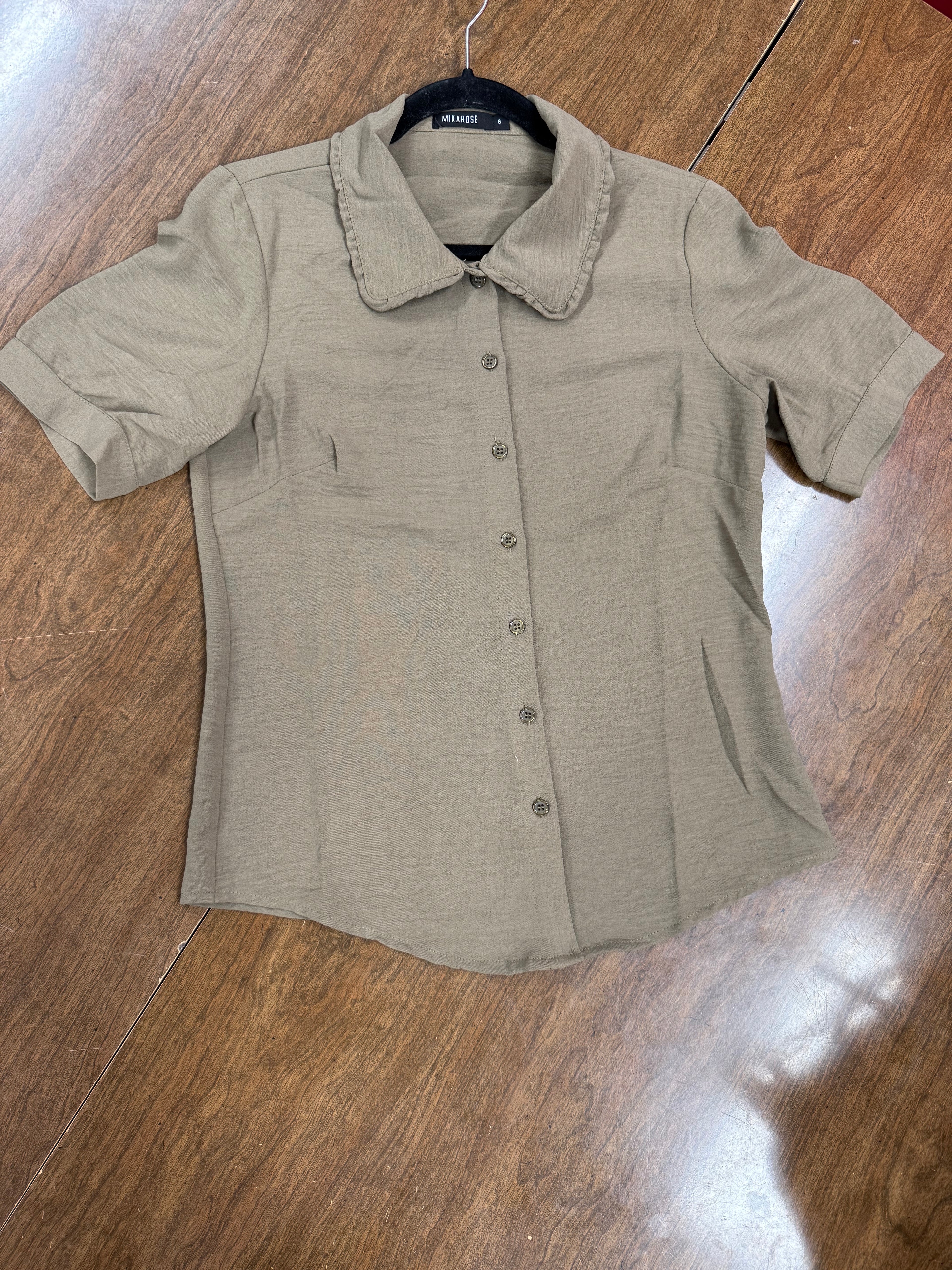 Ruffled Collared Blouse - Clove