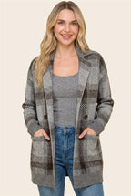 Plaid Long Cardigan - Charcoal
