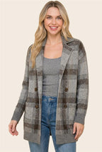 Plaid Long Cardigan - Charcoal