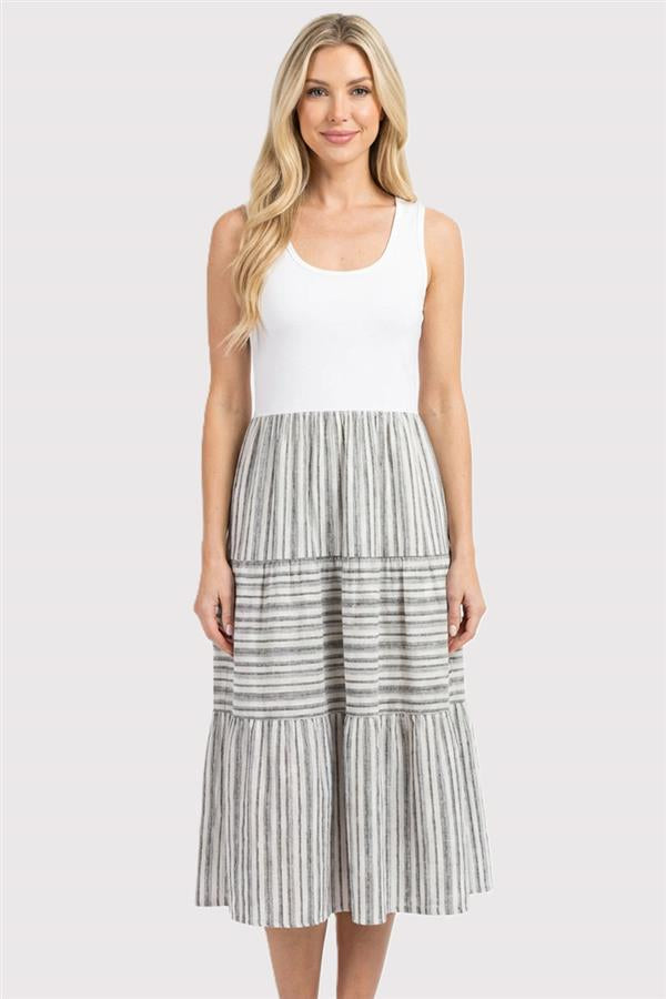 Striped Tank Dress - Black