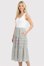 Striped Tank Dress - Black