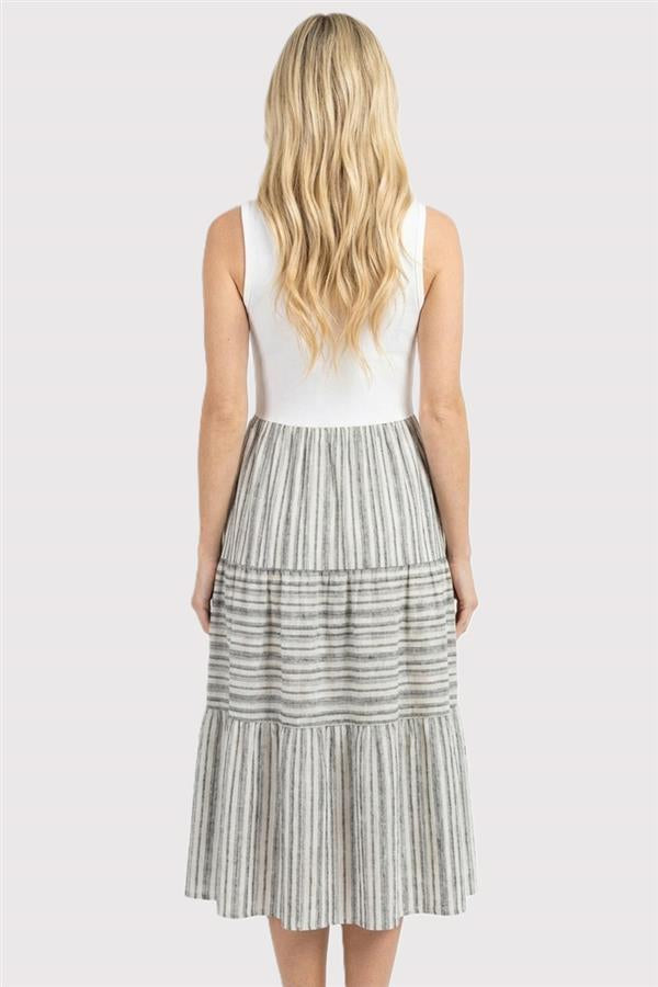 Striped Tank Dress - Black
