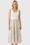 Striped Tank Dress - Taupe