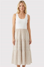Striped Tank Dress - Taupe