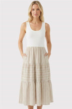 Striped Tank Dress - Taupe