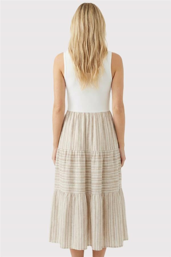 Striped Tank Dress - Taupe