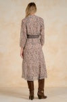 V-Neck 3/4 Sleeve Midi Dress - Tan