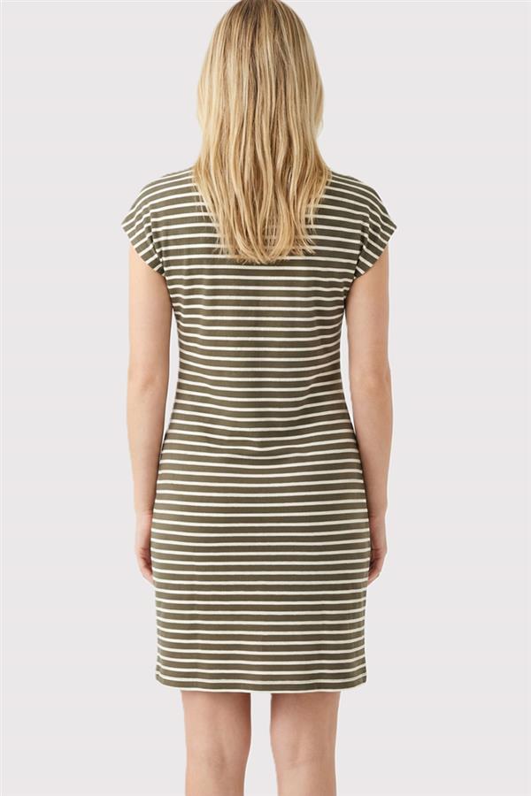 Short Sleeve Tie Waist Dress - Olive