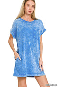 Cotton T-Shirt Dress - Ocean Blue