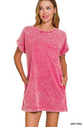 Cotton T-Shirt Dress - Ash Pink