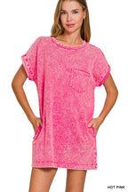 Cotton T-Shirt Dress - Ash Pink