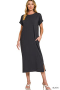 Midi T-Shirt Dress- Black