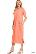 Midi T-Shirt Dress- Coral