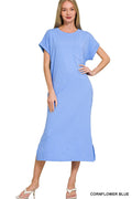 Midi T-Shirt Dress- Cornflower Blue