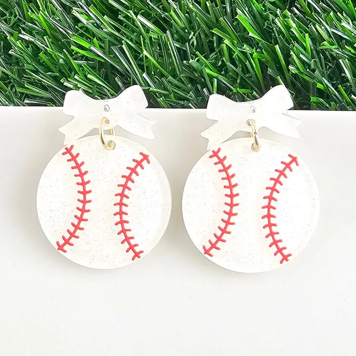 Baseball Bow Earring