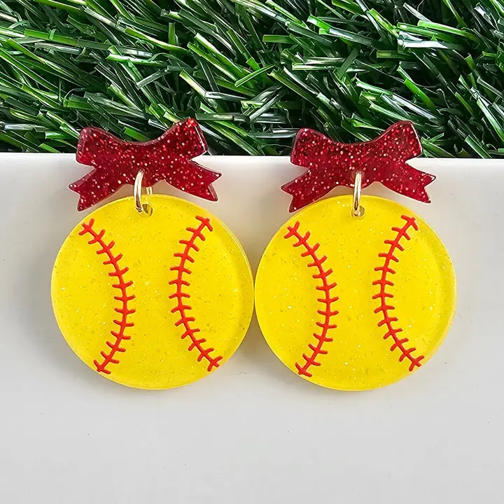 Bow Softball Earring