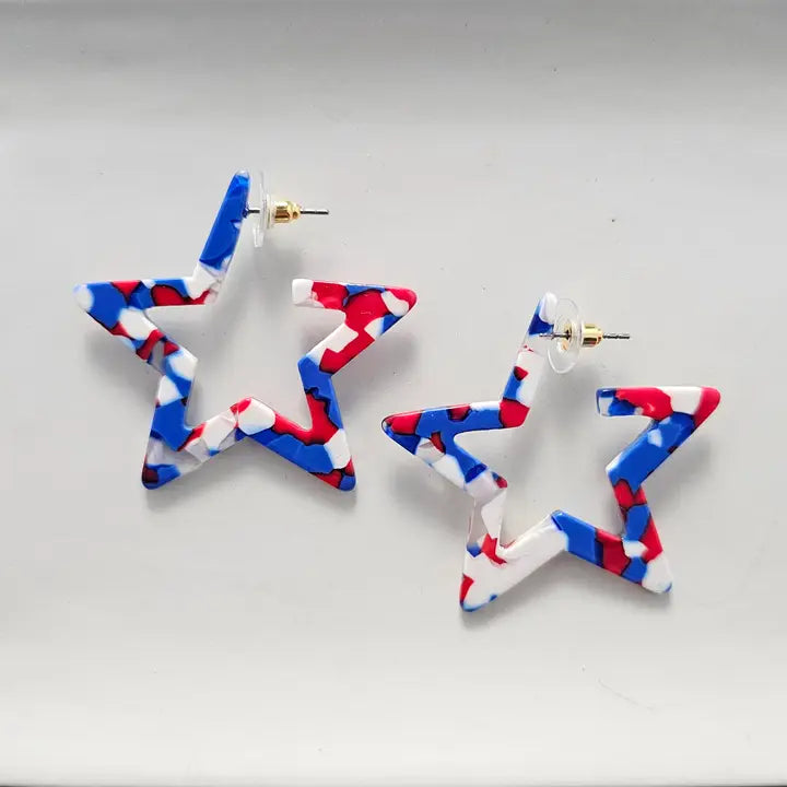 RWB Star Hoop Earring