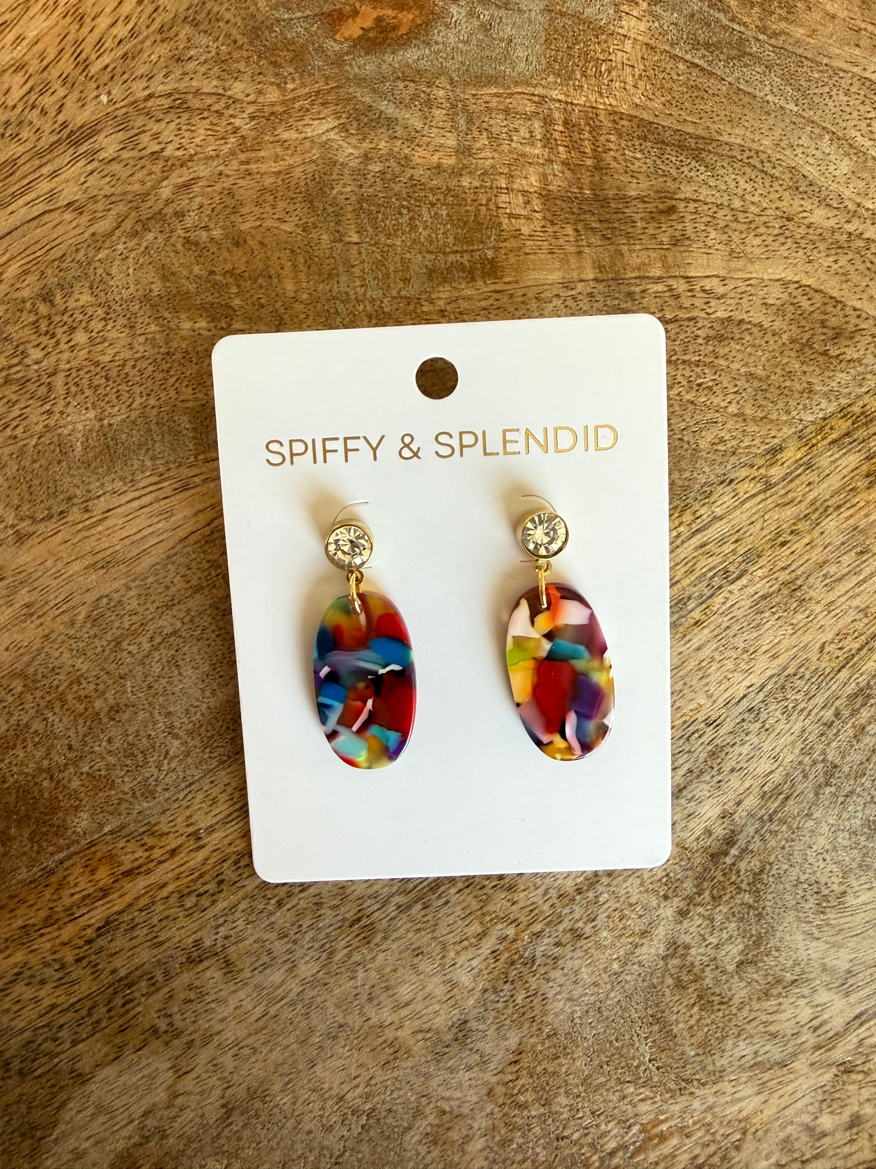 Oval Drop Earring w/ Stud - Fiesta