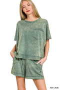 Acid Washed Matching Set - Ash Jade
