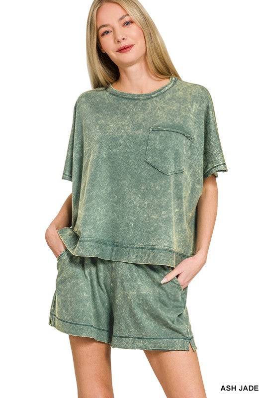 Acid Washed Matching Set - Ash Jade