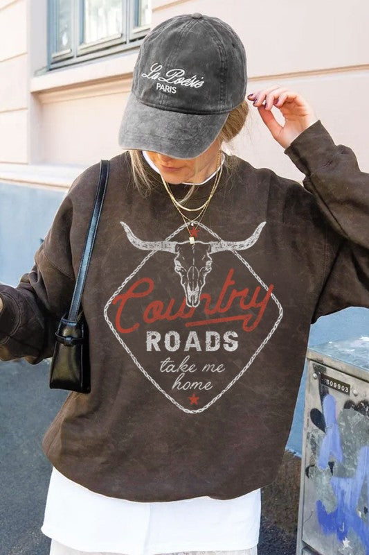 Country Roads Crewneck - Brown