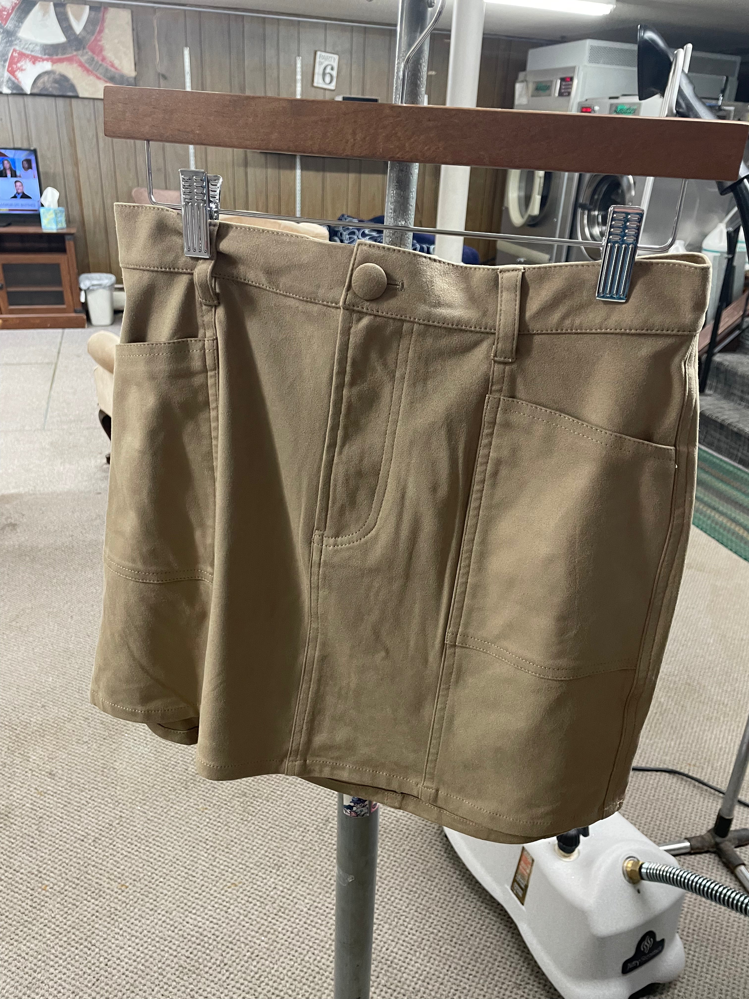 Suede Mini Skirt - Sand