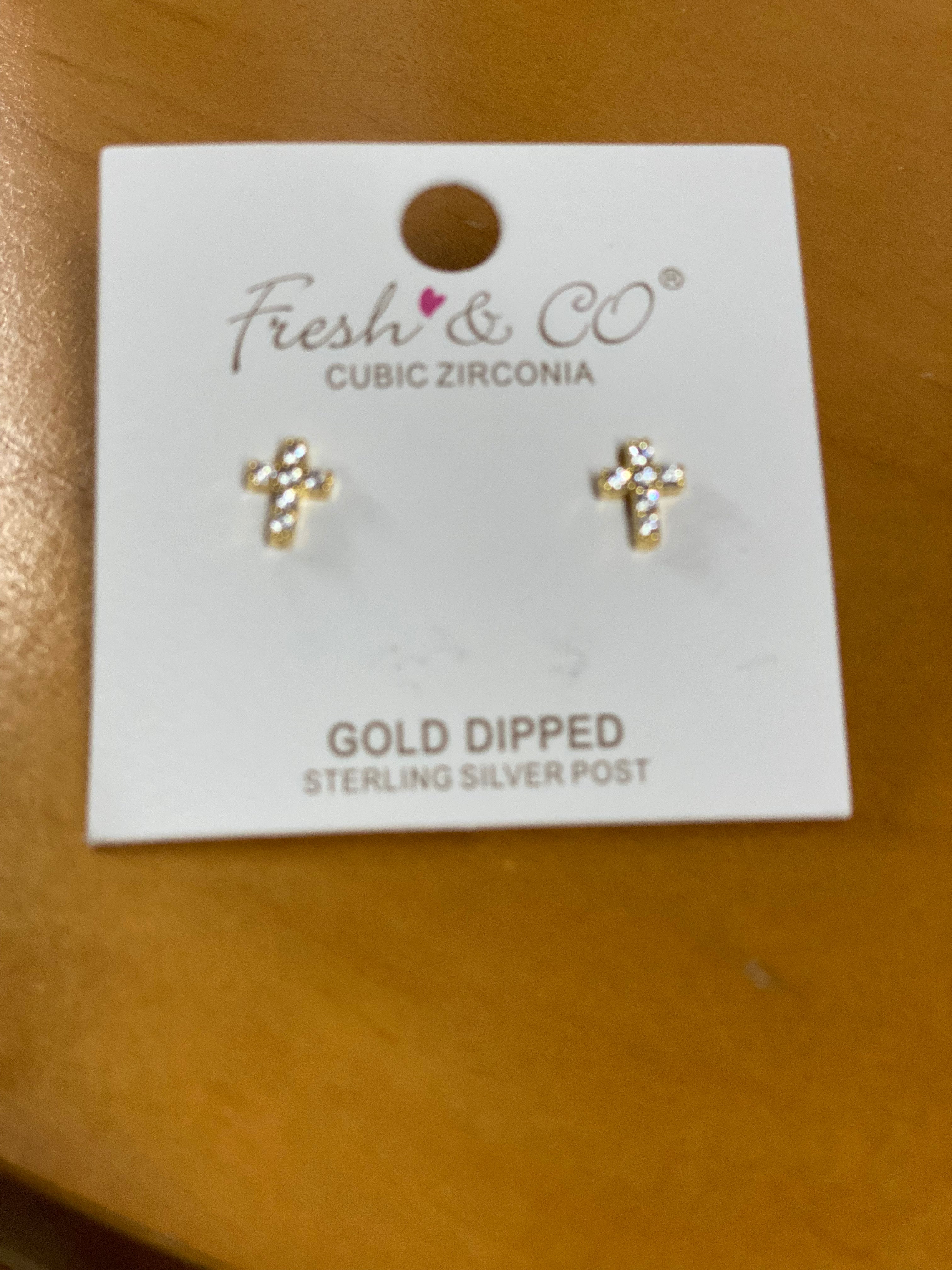 Mini Cross Earrings - Gold