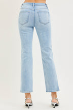 Risen Crop Straight Jeans - Light Wash